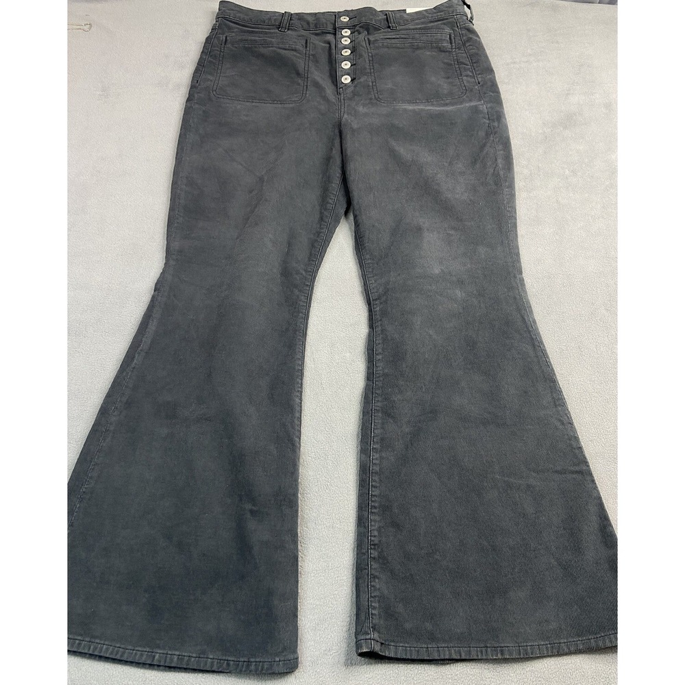 American Eagle Pants Womens 18 Blue Corduroy Super Hi-Rise‎ Button Fly Flare